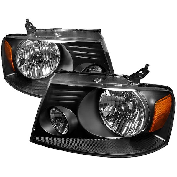 Spec-D Tuning 04-08 Ford F150 Crystal Housing Headlights Black 2LH-F15004JM-RS - main